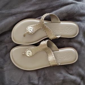 Brighton Sandals 6 1/2 M in a metallic taupe